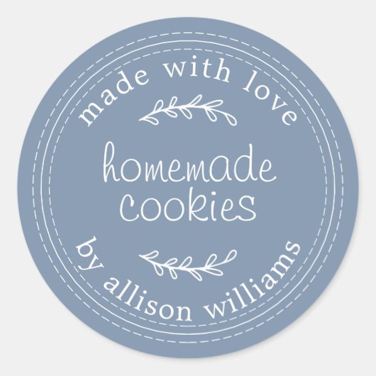 Rustic Homemade Bked Goods Cookies  Blue Ronde Sticker (Voorkant)