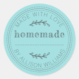 Rustic Homemade Bked Goods Jam Can Turquoise Blue Ronde Sticker
