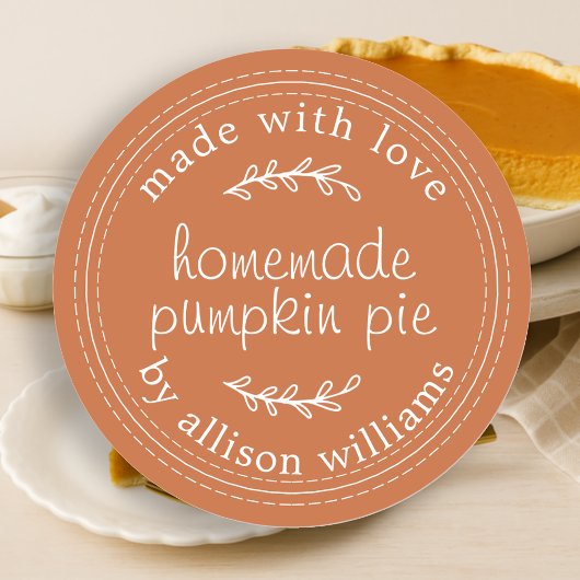 Rustic Homemade Bked Pumpkin Pie Burnt Sinaasappel Ronde Sticker