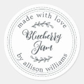Rustic Homemade Blueberry Jam Canning Black White Ronde Sticker (Voorkant)