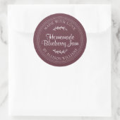 Rustic Homemade Blueberry Jam Canning Burgundy Ronde Sticker (Tas)