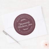 Rustic Homemade Blueberry Jam Canning Burgundy Ronde Sticker (Envelop)