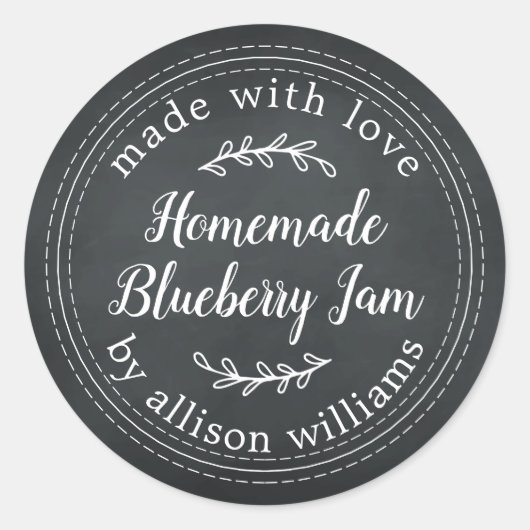Rustic Homemade Blueberry Jam Canning Chalkboard Ronde Sticker (Voorkant)