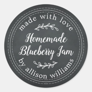 Rustic Homemade Blueberry Jam Canning Chalkboard Ronde Sticker
