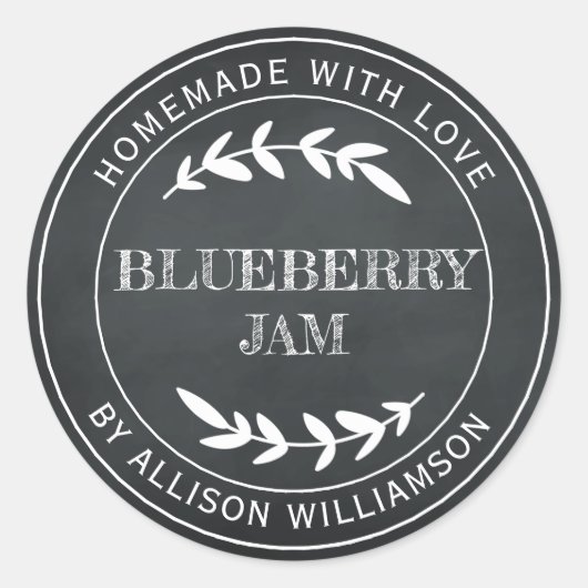 Rustic Homemade Blueberry Jam Canning Chalkboard Ronde Sticker (Voorkant)