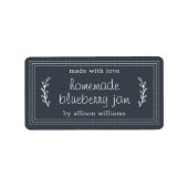 Rustic Homemade Blueberry Jam Canning Dark Blue Etiket (Voorkant)