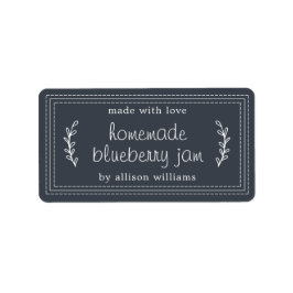Rustic Homemade Blueberry Jam Canning Dark Blue Etiket