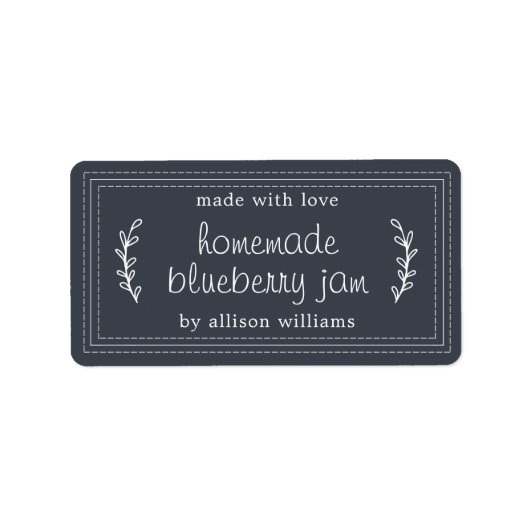 Rustic Homemade Blueberry Jam Canning Dark Blue Etiket (Voorkant)