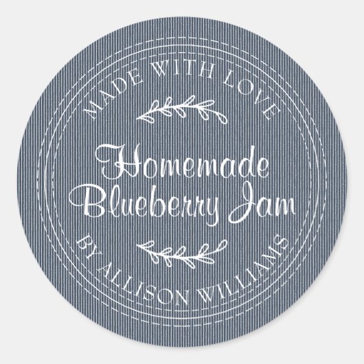 Rustic Homemade Blueberry Jam Canning Dark Blue Ronde Sticker (Voorkant)