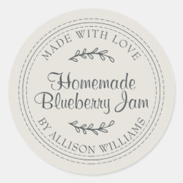 Rustic Homemade Blueberry Jam Canning Grey Ronde Sticker