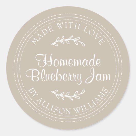 Rustic Homemade Blueberry Jam Canning Grey Ronde Sticker (Voorkant)