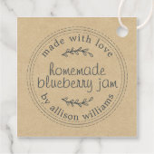 Rustic Homemade Blueberry Jam Canning Kraft Paper Bedankjes Labels (Achterkant)