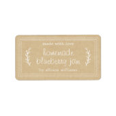 Rustic Homemade Blueberry Jam Canning Kraft Paper Etiket (Voorkant)