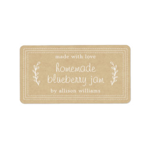 Rustic Homemade Blueberry Jam Canning Kraft Paper Etiket