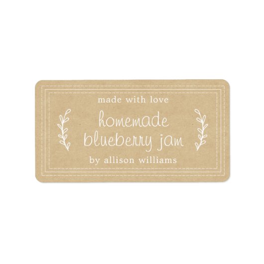 Rustic Homemade Blueberry Jam Canning Kraft Paper Etiket (Voorkant)