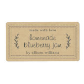 Rustic Homemade Blueberry Jam Canning Kraft Paper Etiket (Voorkant)