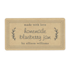 Rustic Homemade Blueberry Jam Canning Kraft Paper Etiket