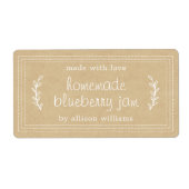 Rustic Homemade Blueberry Jam Canning Kraft Paper Etiket (Voorkant)