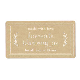 Rustic Homemade Blueberry Jam Canning Kraft Paper Etiket