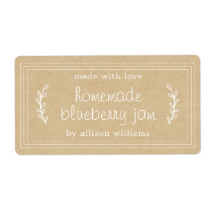 Rustic Homemade Blueberry Jam Canning Kraft Paper Etiket
