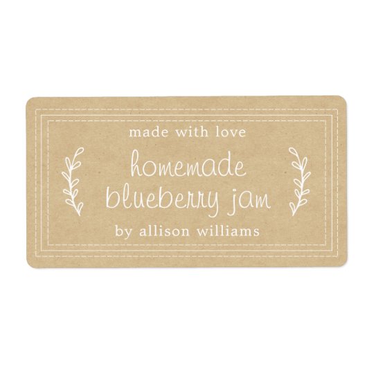 Rustic Homemade Blueberry Jam Canning Kraft Paper Etiket (Voorkant)