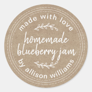 Rustic Homemade Blueberry Jam Canning Kraft Ronde Sticker