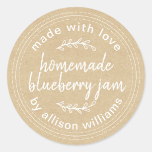 Rustic Homemade Blueberry Jam Canning Kraft Ronde Sticker