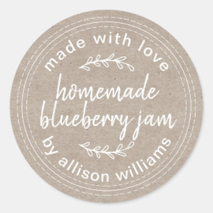 Rustic Homemade Blueberry Jam Canning Kraft Ronde Sticker
