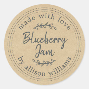 Rustic Homemade Blueberry Jam Canning Kraft Ronde Sticker