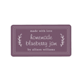 Rustic Homemade Blueberry Jam Canning Paars Etiket