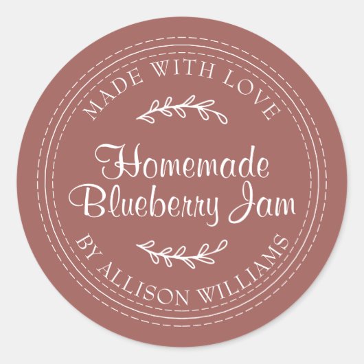 Rustic Homemade Blueberry Jam Canning Paars Ronde Sticker (Voorkant)