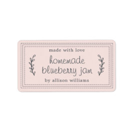 Rustic Homemade Blueberry Jam Canning Pastel Pink Etiket