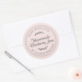 Rustic Homemade Blueberry Jam Canning Pastel Pink Ronde Sticker (Envelop)