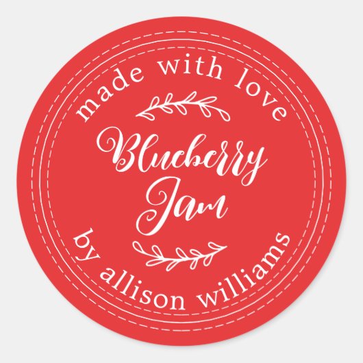 Rustic Homemade Blueberry Jam Canning Red Ronde Sticker (Voorkant)
