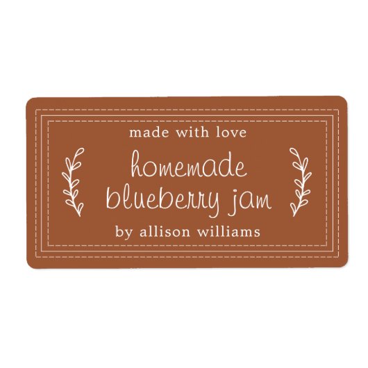 Rustic Homemade Blueberry Jam Canning TerraCotta Etiket (Voorkant)