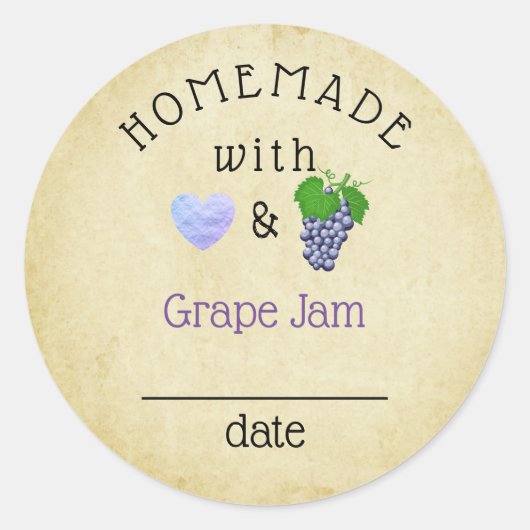Rustic Homemade Grape Juice Jam of Jelly Label (Voorkant)
