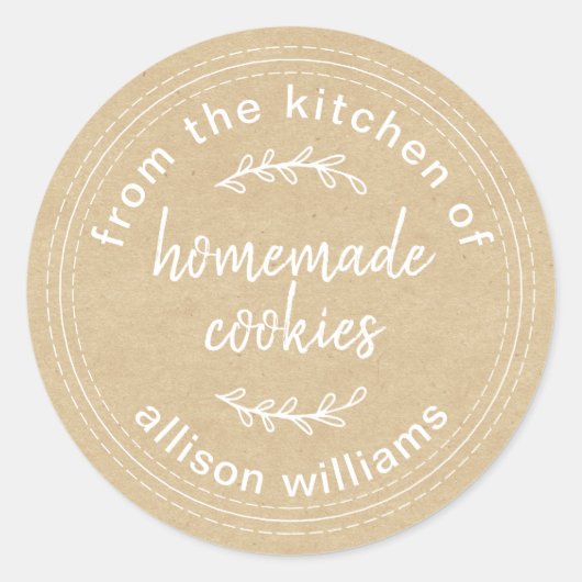 Rustic Homemade koekjes uit de keuken van Kraft Ronde Sticker (Voorkant)