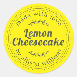 Rustic Homemade Lemon Cheesecake Yellow Classic Ro Ronde Sticker