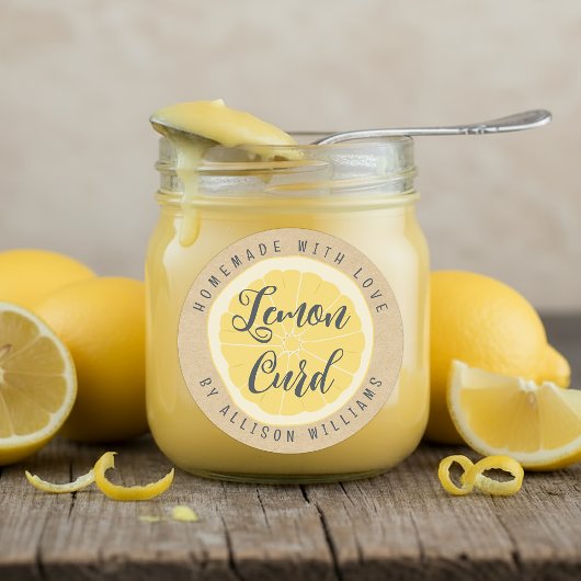 Rustic Homemade Lemon Curd Kraft Paper Ronde Sticker