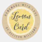 Rustic Homemade Lemon Curd Kraft Paper Ronde Sticker (Voorkant)