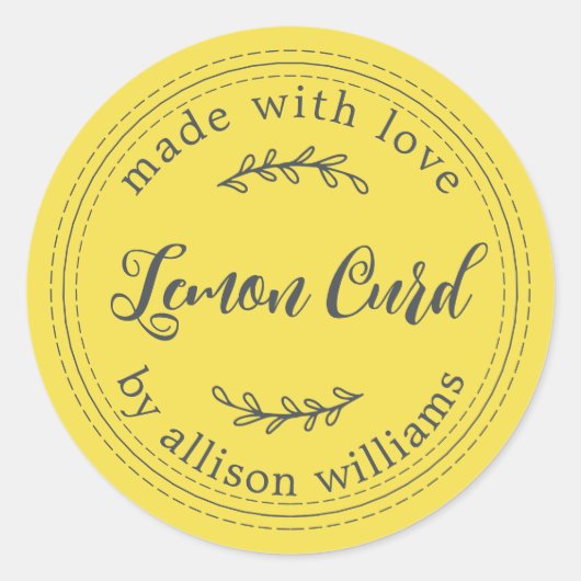 Rustic Homemade Lemon Curd Yellow Ronde Sticker (Voorkant)