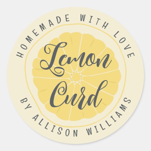 Rustic Homemade Lemon Curd Yellow Ronde Sticker (Voorkant)