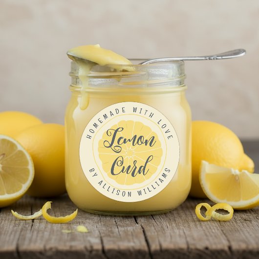 Rustic Homemade Lemon Curd Yellow Ronde Sticker