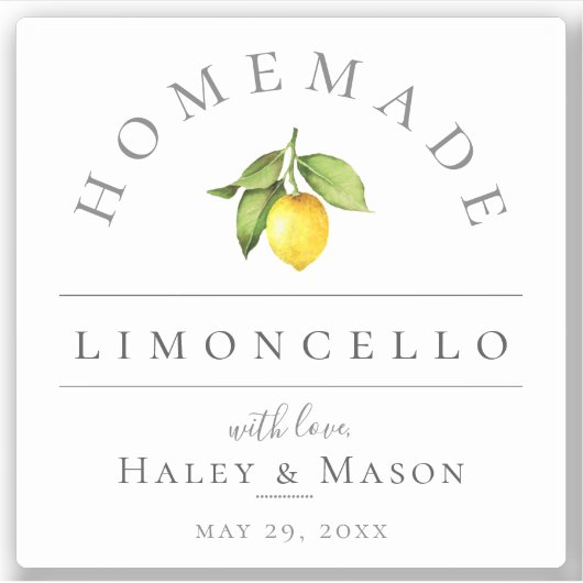 Rustic Homemade Limoncello Label (Voorkant)