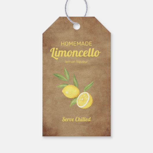 Rustic Homemade Limoncello Lemon Liqueur Cadeaulabel (Voorkant)