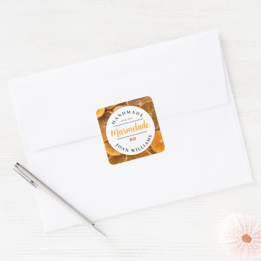 Rustic Homemade Marmelade Vierkante Sticker (Envelop)