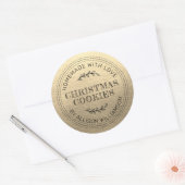 Rustic Homemade met kerstkoekjes Champagne Gold Ronde Sticker (Envelop)