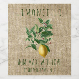 Rustic Homemade met Love Limoncello Wijn Etiket
