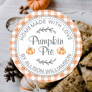 Rustic Homemade Pumpkin Oranje cheque Ronde Sticker