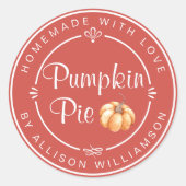 Rustic Homemade Pumpkin Pie Herfst Red Ronde Sticker (Voorkant)